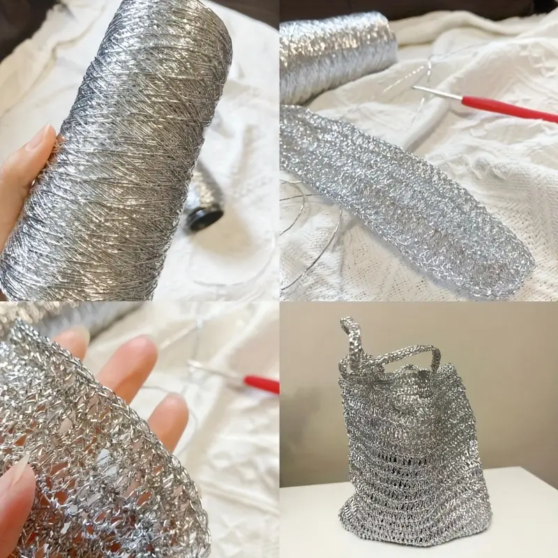 480m 200g 1count Multicolor Sparkling Metallic Crochet Yarn - Soft, Thin, Shinny, and Light Weight for Handmade Weaving, Handbag, Purse, Basket, Hat, Needlework, Sewing Craft - 100% Polyester, Wholesale Suppliers, Easy to Use, Versatile Material