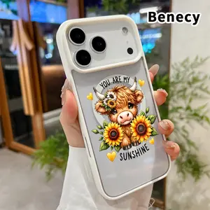 Magnetic Phone Case Supports Wireless Charging for iPhone 17 16  Pro Max Plus 15 14 13 12 11 Air E Cow Sunshine Love Pattern Anti-Yellowing Shockproof durable ultra-thin Crystal Transparent Acrylic Cover