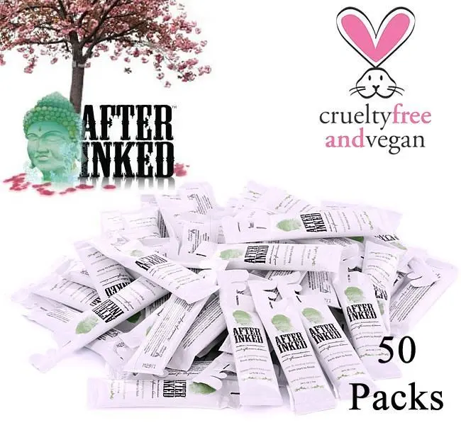 After Inked Tattoo Moisturizer and Lotion — Tattoo Aftercare — Case of 50 Pillow Packs
