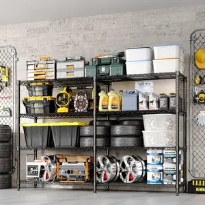 59" W Storage Shelves Metal Shelving Unit, 1060 LBS Heavy Duty Wire Shelving 4-Tier L-Shaped Storage Rack with Adjustable Shelf for Pantry Kitchen Corner Bedroom