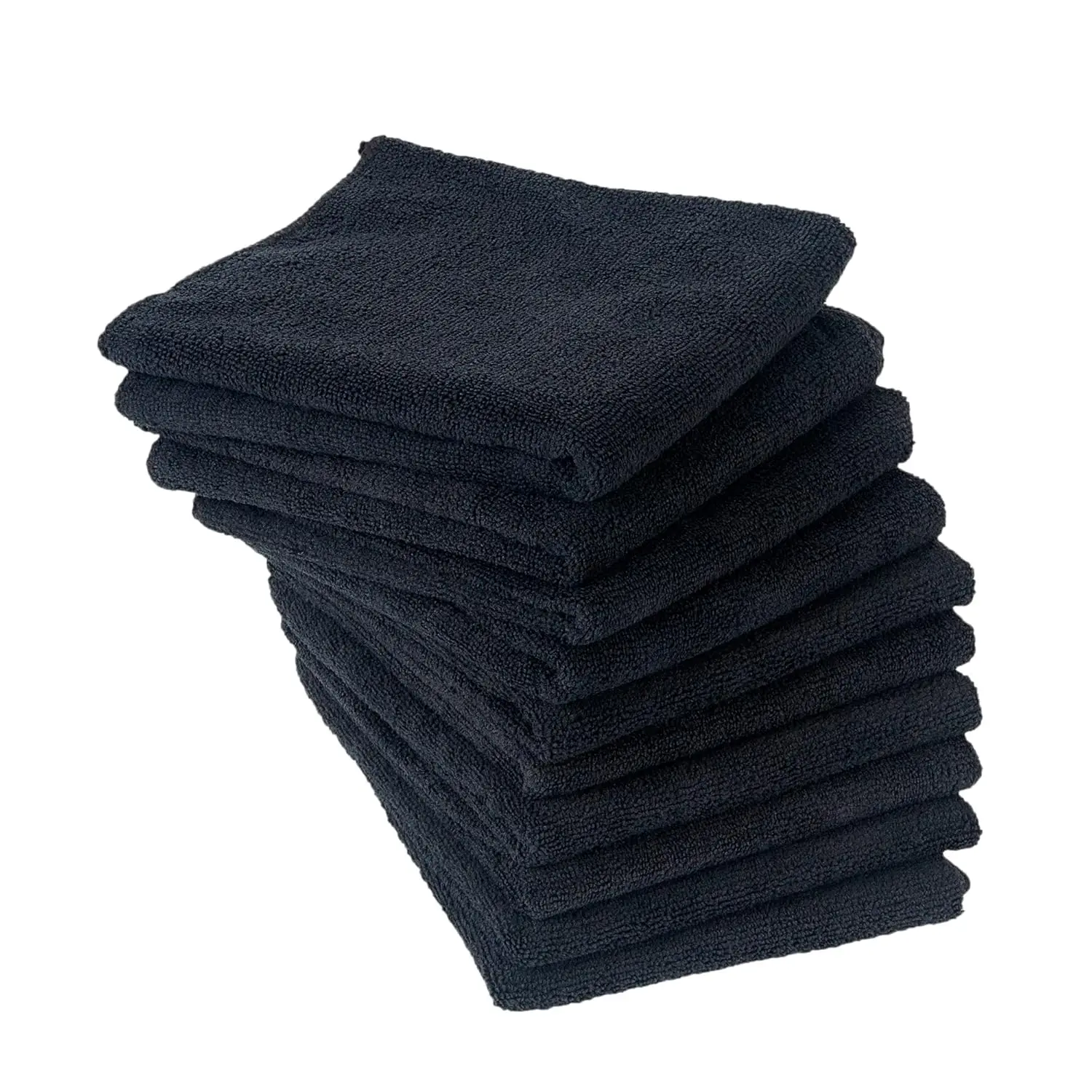 Microfiber Salon Towels – Bleachproof, Ultra Absorbent & Quick Drying – Soft, Lightweight & Durable for Hair Styling, Beauty, Barber & Spa Use, 16 x 29 Inches, 10-Pack, Black