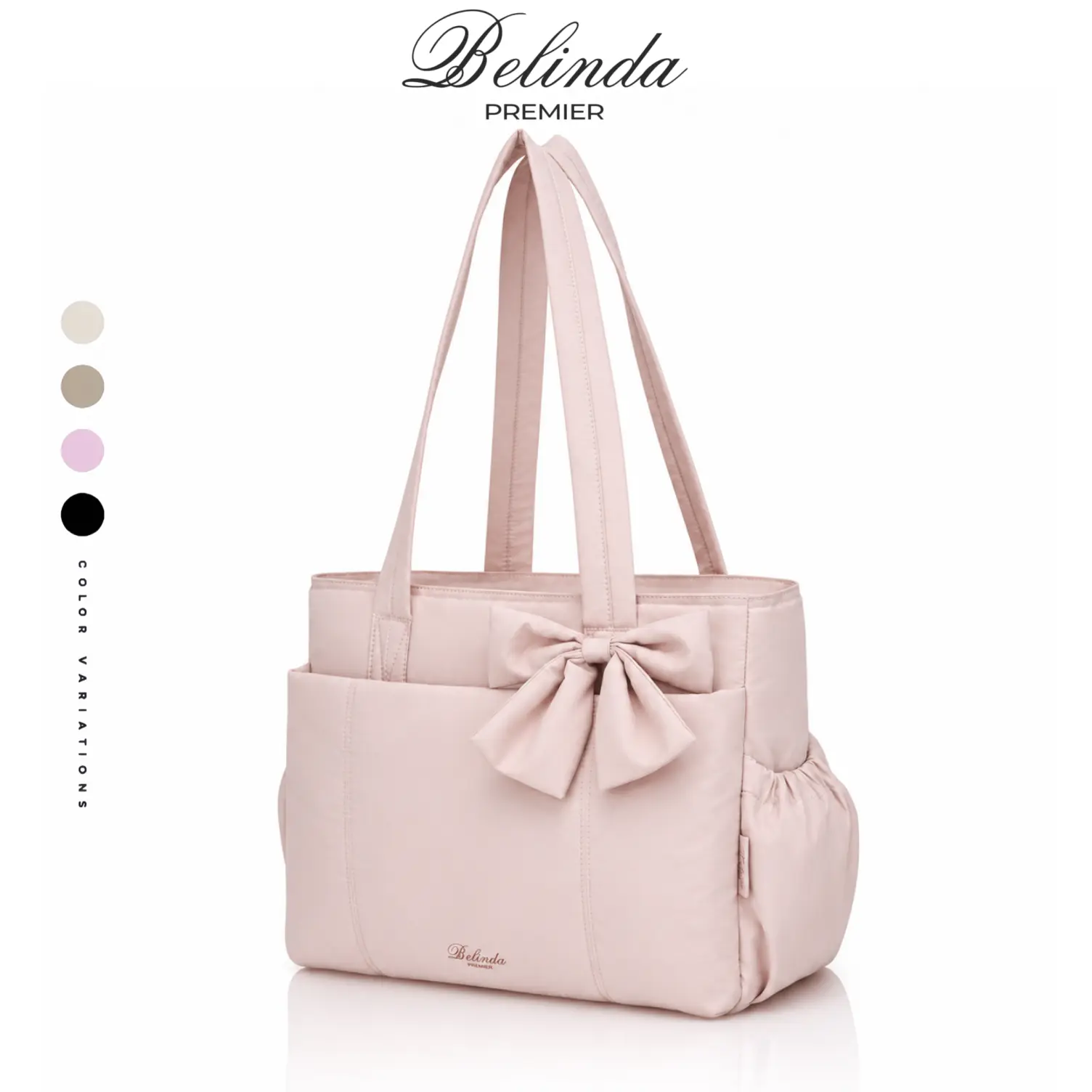 Quilted Bow Tote Bag for Women, Lightweight Puffy Tote Bag with Compartments Shoulder Bag Handbag for Travel, Work, Gym | Lightweight, Puffy, Quilted, for Travel, Work, Valentine's Day, Christmas and Thanksgiving Day gifts, Quilted Tote Bags