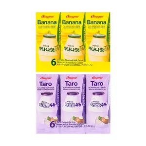 Binggrae Korean Banana Milk Drink 200ml x 6 + Taro Milk 200ml x 6 - 12 Pack Combo, Authentic K-Drama Favorite, Breakfast Essential