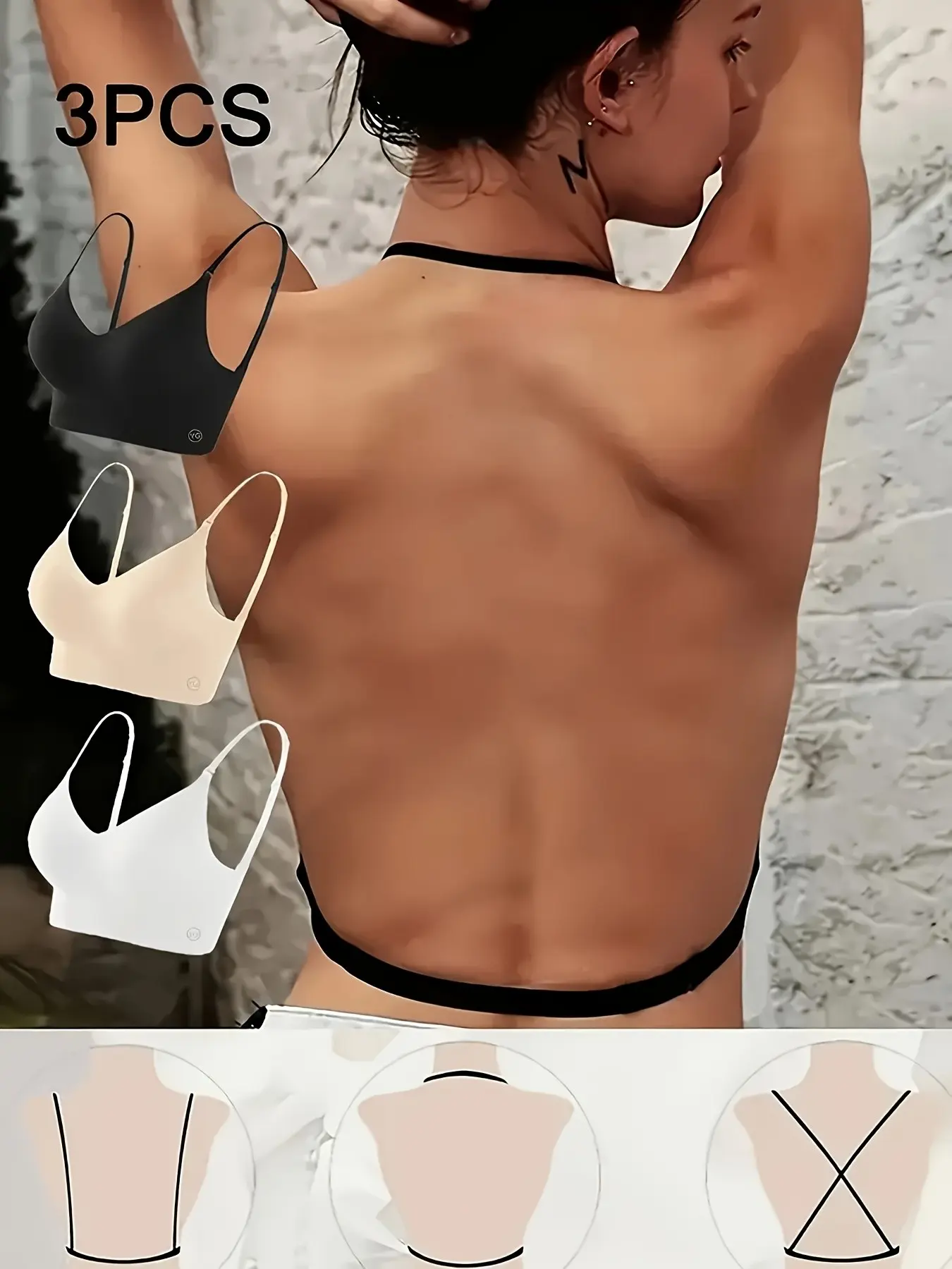 Sexy Seamless Wireless Push Up Bra, Backless Full Coverage Balconette Cup, Medium Support Slim-Fit Casual Bra for All Seasons