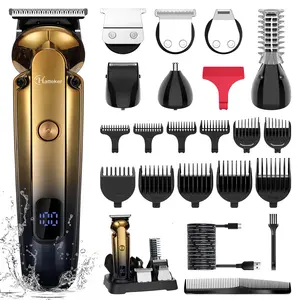 Hatteker Hair Clipper & Beard Trimmer Kit for Men, 6 in 1 Professional Barber Clippers  with Zero Gapped T-Blade Trimmers ,Cordless Waterproof  barber equipment Comfort  shaver for men