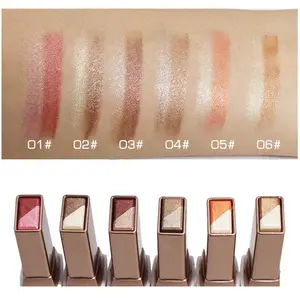 6Pcs Two Color Eyeshadow Stick Set Pearlescent Matte Highlighter Long Lasting Waterproof Highly Pigmented Palette for Beginners Glam Natural Makeup All Skin Types Cosmetic Mother's Day Gift
