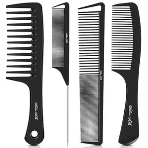 4PCS Professional Comb Set, Wide Tooth Combs Rat Tail Fine Tooth Hair Comb, Barber Styling Curly Parting Combs Set for Men and Women, Braiding Cutting Combs Daily Haircare