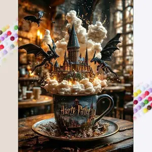 1 set of DIY diamond painting kit, 5D diamond art kit, DIY decoration castle, dragon, clouds mosaic, diamond art, DIY art home decor