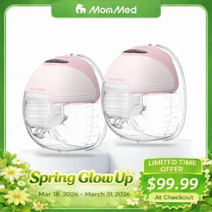MomMed Wearable Breast Pumps, Hands Free Breast Pump S21 With Strong Suction, Low Noise & LED Display, Full In Bra Portable Electric Breast Pump with 3 Modes & 12 Levels Nursing Feeding Care