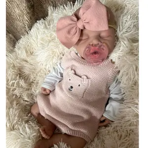 Lifelike Silicone Baby Doll with Open Mouth for Pacifier - 19 inches long