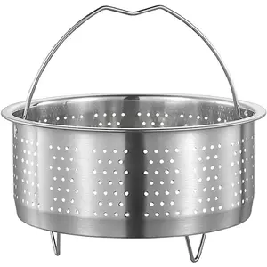 Stainless Steel Steamer Basket Metal Steamer Insert Steaming Rack Vegetables Fruit Colander Strainer with Handle