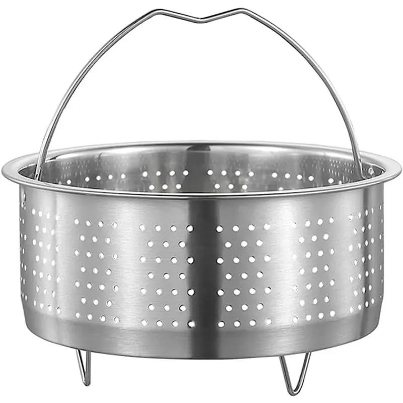 Stainless Steel Smooth Cookware Steamer Basket Insert with Handle - 20 x 20 x 9.5cm Kitchen Steaming Rack, Practicality Colander Strainer for Rice Cooker, Vegetables, Steamer Rack