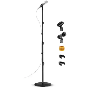 Bietrun Round Base Microphone Stand,Heavy Duty Adjustable Mic Floor Stand with 2 Universal Mic Clip for SingingChurch/Stage,for Shure SM7B/SM58/Samson Q2U