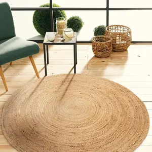 · REDEARTH · Area Rug - Hand Woven Braided 100% Natural Jute - Artisan Made Boho Jute Rugs for Bedroom - Kitchen - Living Room - Farmhouse - Aesthetic Home Decor