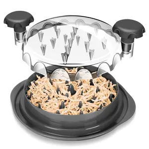 Chicken & Meat Shredder Tool - Manual Pulled Chicken Shredder with Removable Plate, Clear Lid & Brush, Ergonomic Handle, Dishwasher Safe, Anti-Slip Strip, BPA Free, for Pork Beef Chicken
