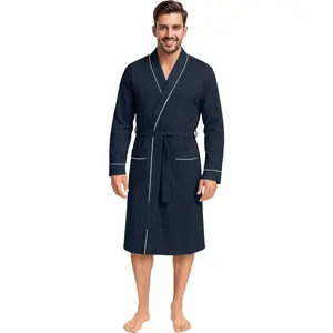 Men's Robe Cotton Blend Knit Bathrobe