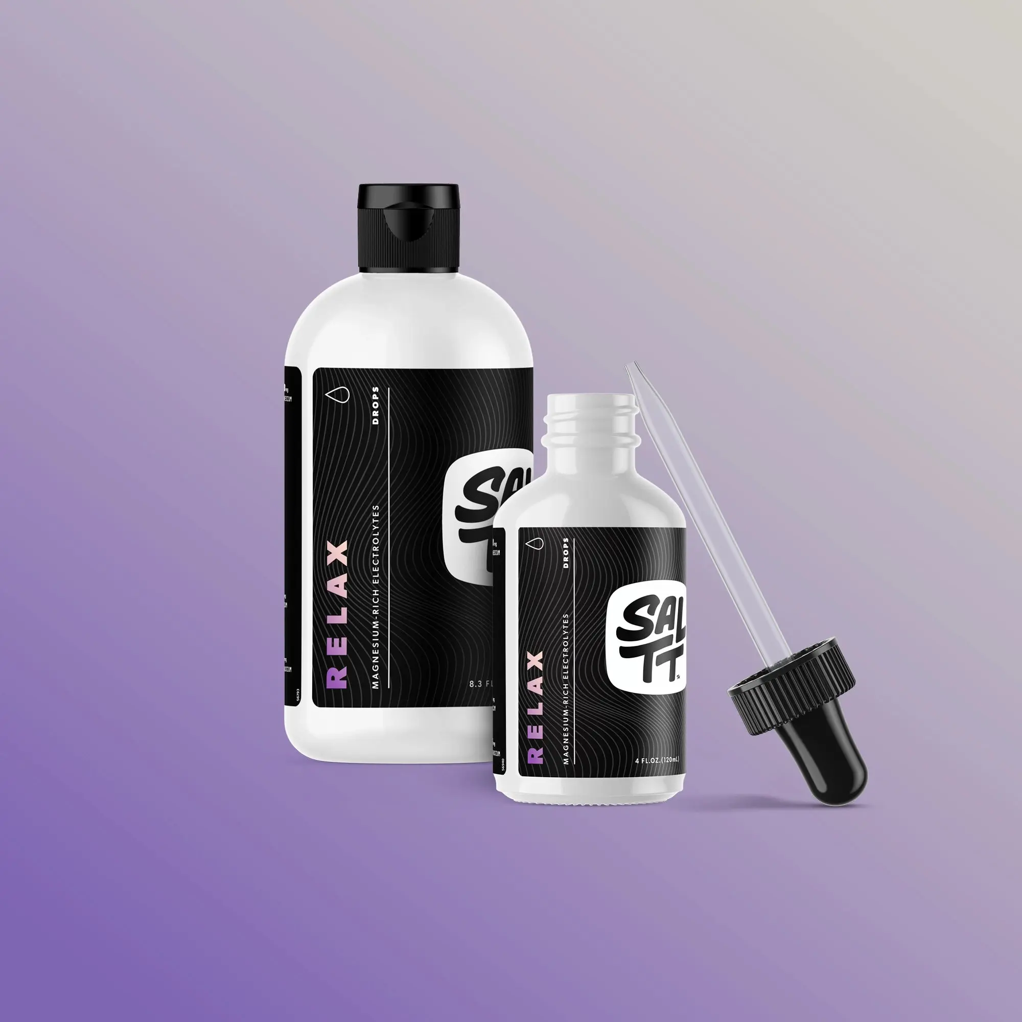 SALTT Electrolytes Relax Drops Higher Magnesium for Recovery & Relaxation Available in Larger & Smaller Bottles
