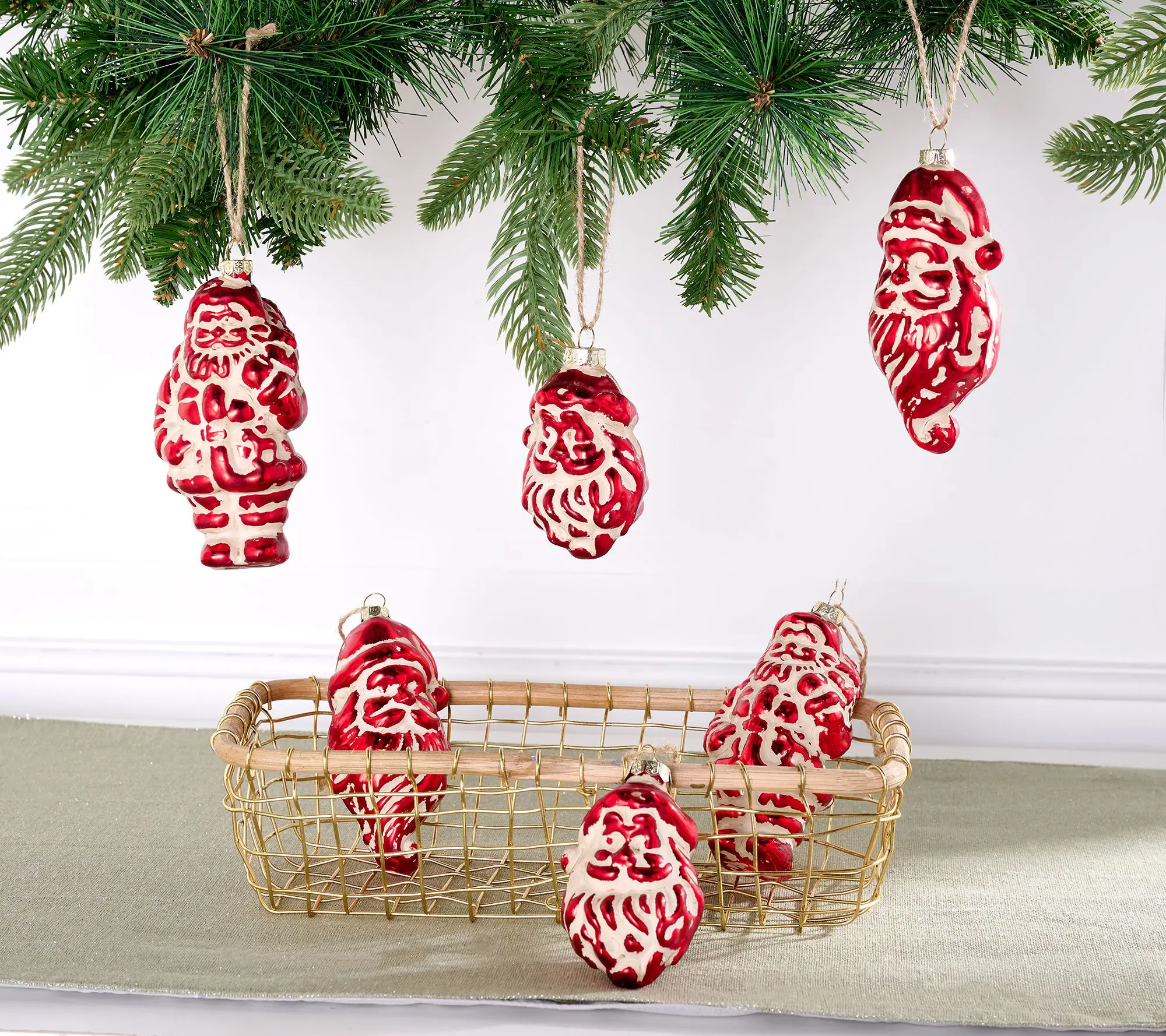 Cozy Cottage by Liz Marie Set of 6 Vintage Santa Ornaments Cozy Cottage by Liz Marie Set of 6 Vintage Santa Ornaments