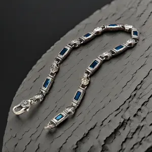 1pc S925 Silvery Men'S Bracelet Bracelet, 925 Silver Bracelet, Bracelet Width 5Mm, Unisex, Men'S Birthday Gift Jewelry, Father'S Day Gift, Boyfriend Gift, Birthday Gift, Perfect Gift for Boys, Perfect for Daily Wear