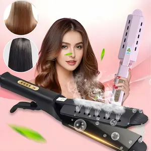 Hair Straightener, Four Gear Ceramic Tourmaline Ionic Flat Iron Glider for Salon Straightening Comb Straightening Bristle Brush Traditional