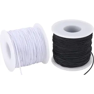 Stretchy String for Bracelets, 2 Rolls 0.8mm,1 mm,1.5mm,330 Feet Sturdy Elastic String for Jewelry Making, Necklaces, Beading and Crafts (White Black (1.0mm))