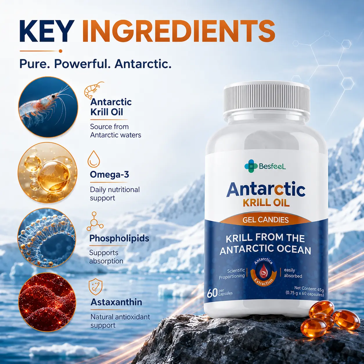 A must-have for men! Nutritional supplement Made with high levels of Antarctic krill oil, safe i energy. for Peak Energy & Healthy Metabolismngredients, boosts-V