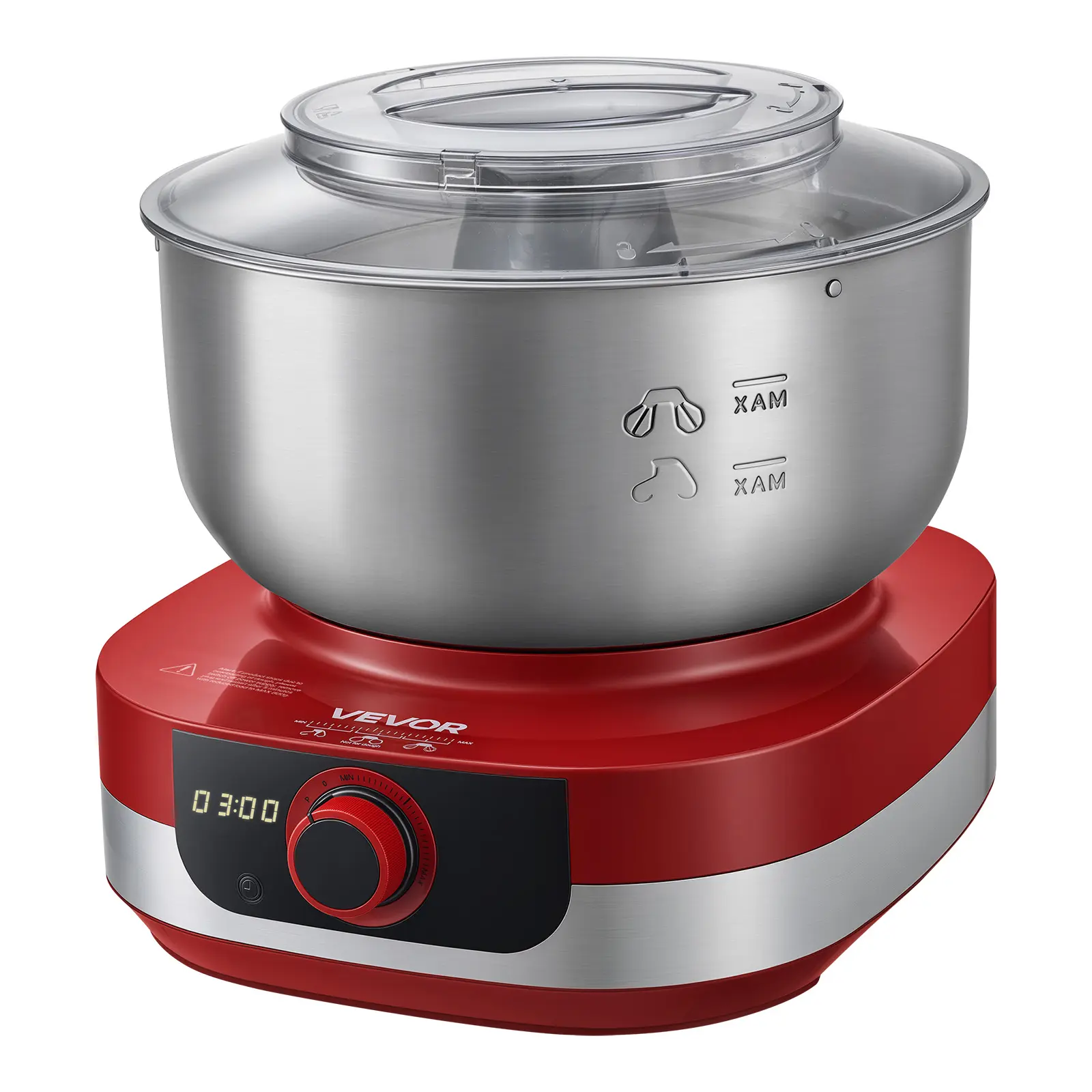 VEVOR 5.3 Qt Electric Dough Maker 500W Stand Mixer Removable Lid, Stepless Speed Adjustment Food Kitchen Mixer with Stainless Steel Bowl, Dough Hook, Whisk, Beater, for Pizza Bread Pasta Mochi