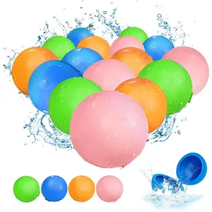Reusable Water Balloons：16 Pack Refillable Water Bomb Splash Balls Self Sealing Quick Fill - Latex-Free Silicone Water Toys for Kids Adults - Water Games Outside Beach Pool Party