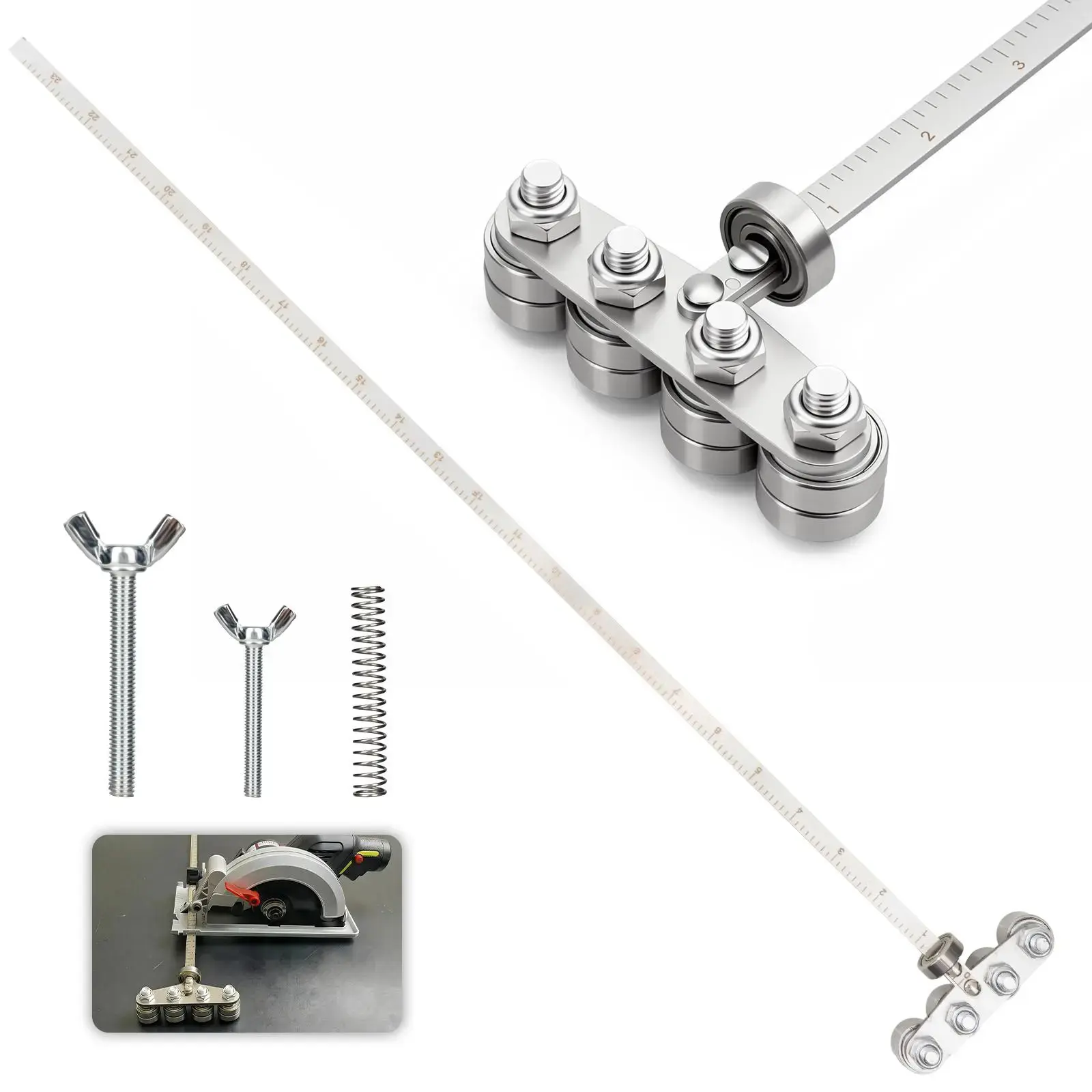 Positioning Calipers for Precise Measurements & Easy Wood Cutting, Adjustable Stainless Steel Circular Saw Guide Rail, Cutting Guide for Circular Saw Furniture Making