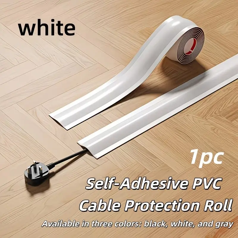 Self-Adhesive PVC Cable Protection Roll - a Solution for Managing Cords on Floors And Walls, Cable Management, Decorative Wire Cover Strip,Dual-use for Home and Office Use， Wire Organizer, Invisible Soft Wire Bundle Tray, Cable Channel