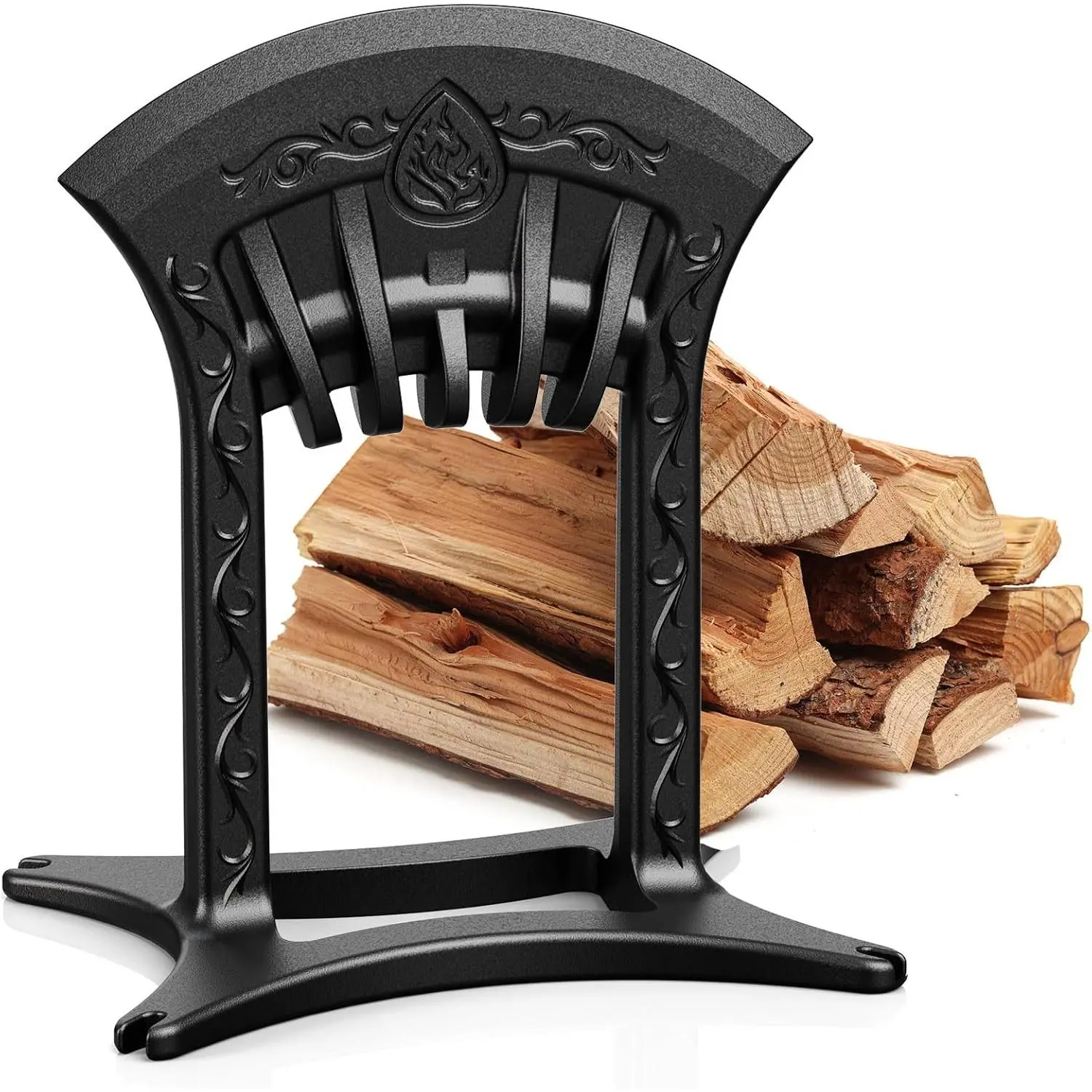 Firewood Kindling Splitter for Wood, Heavy Duty Cast Iron Wood Splitters for Firewood with No Axe, Manual Log Splitter for Kindling Wedge Point with Safety Cover