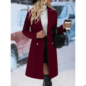 Wear Daily Overcoats Green Regular Fall Late Ladies Neck Franclia Lapel Double Breasted Overcoat Fit Women Casual