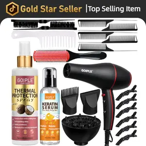 Professional 1800W Blow Dryer Set - Ionic Technology, Low Noise, and Constant Temperature Control Full Size Diffuser Keratin Serum Concentrator Brush Hair & Scalp Care