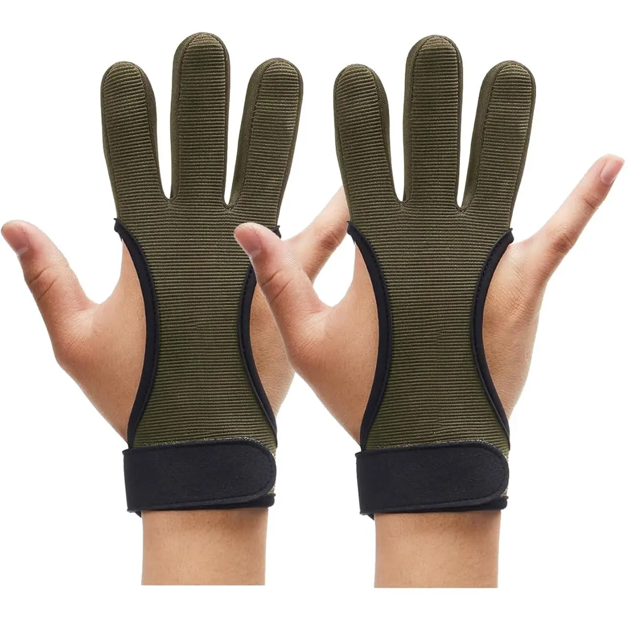 Archery Gloves 2 Pieces, Universal 3-Finger Leather Shooting Guard for Men, Women & Youth, Protective Gear with Adjustable Strap for Bow Hunting, Female, 3 Fingers, 3-Finger Designed