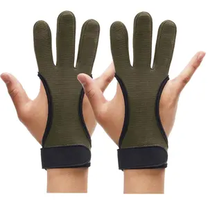 Archery Gloves 2 Pack Shooting Hunting Leather Guard 3-Finger Guard for Youth Adult Man Woman and Beginner Recurve Arrow Bow Archery Protective Gear Accessories