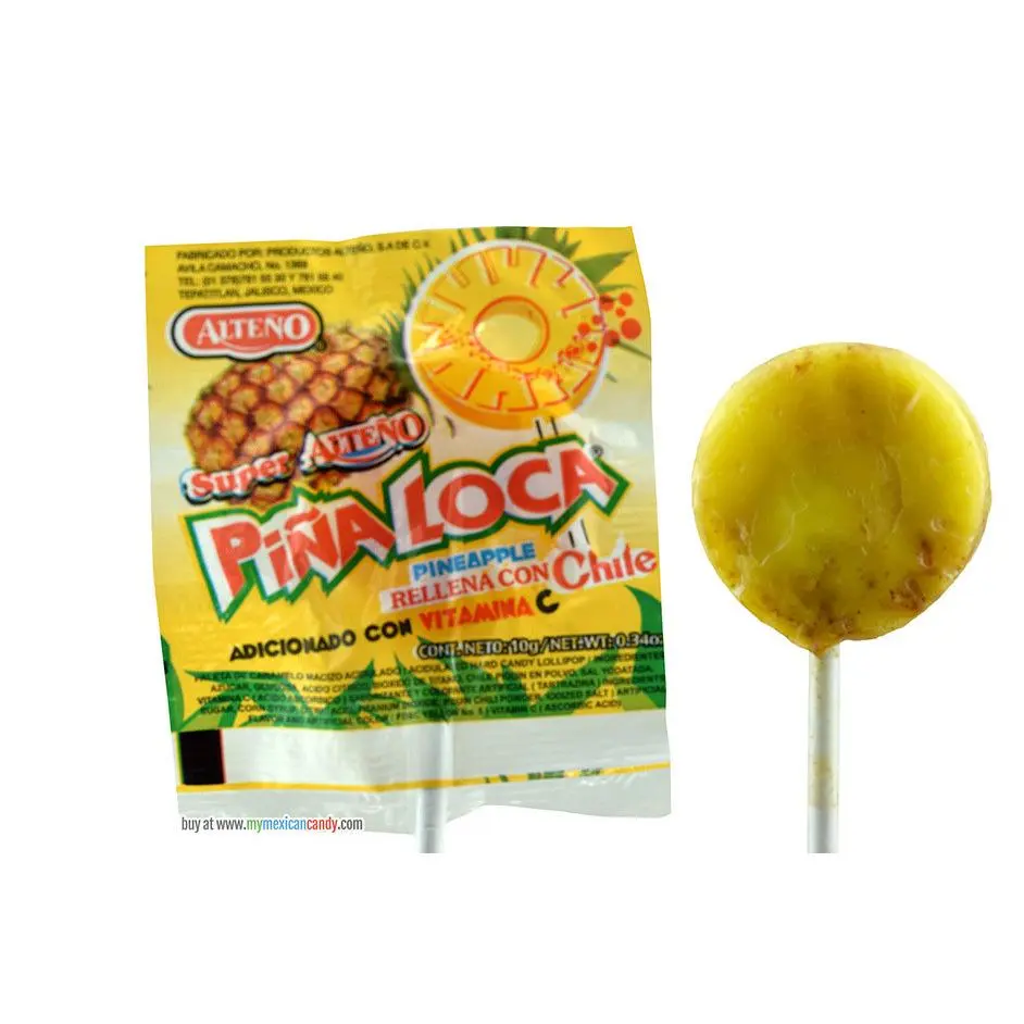 Alteño Super Piña Loca  spicy pineapple lollipop 40-Pieces Pack