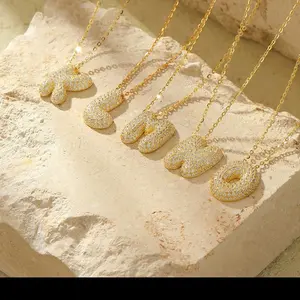 Sparkling Bubble Initial Necklace for Women