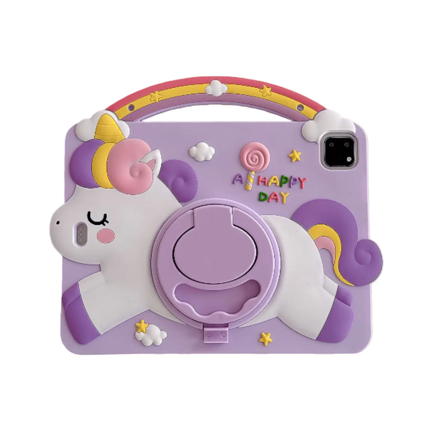 Cute Unicorn iPad Case for Kids, Soft Silicone Protective Cover, Tablet Cover, 360° Rotating Stand, Cartoon Design, Compatible with iPad 7-10 & Air 11, iPad Protective Casing, Ipad Covers, Ipad Accessories