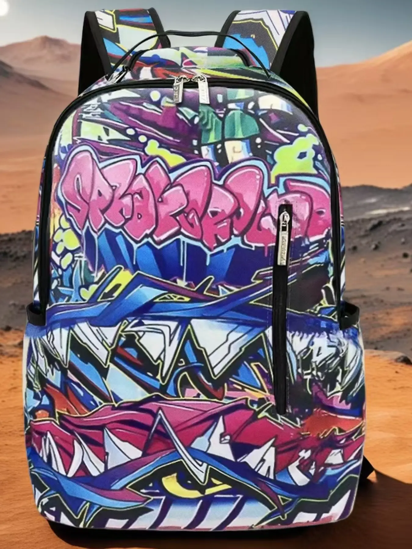 Fashionable Outdoor Commuter Trendy Backpack with Spray Paint Ground Pattern, Large Capacity Storage Bag for Teens, Perfect Back-To-School Gift
