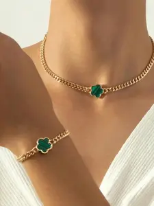 Green Clover Chain necklace & Bracelet Set Green Clover Chain necklace & Bracelet Set