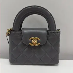 Pre-owned CHANEL Leather Crossbody Bags Grey Lambskin Nano Kelly Crossbody Bag IB26050173