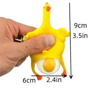 [Funny Rubber Chicken] Funny Mini 1pc Rubber Chicken Keychain - Relax Vent Pinch Toy with Laying Eggs, Tricky Joke Gift for Youngsters, Chicken Accessories