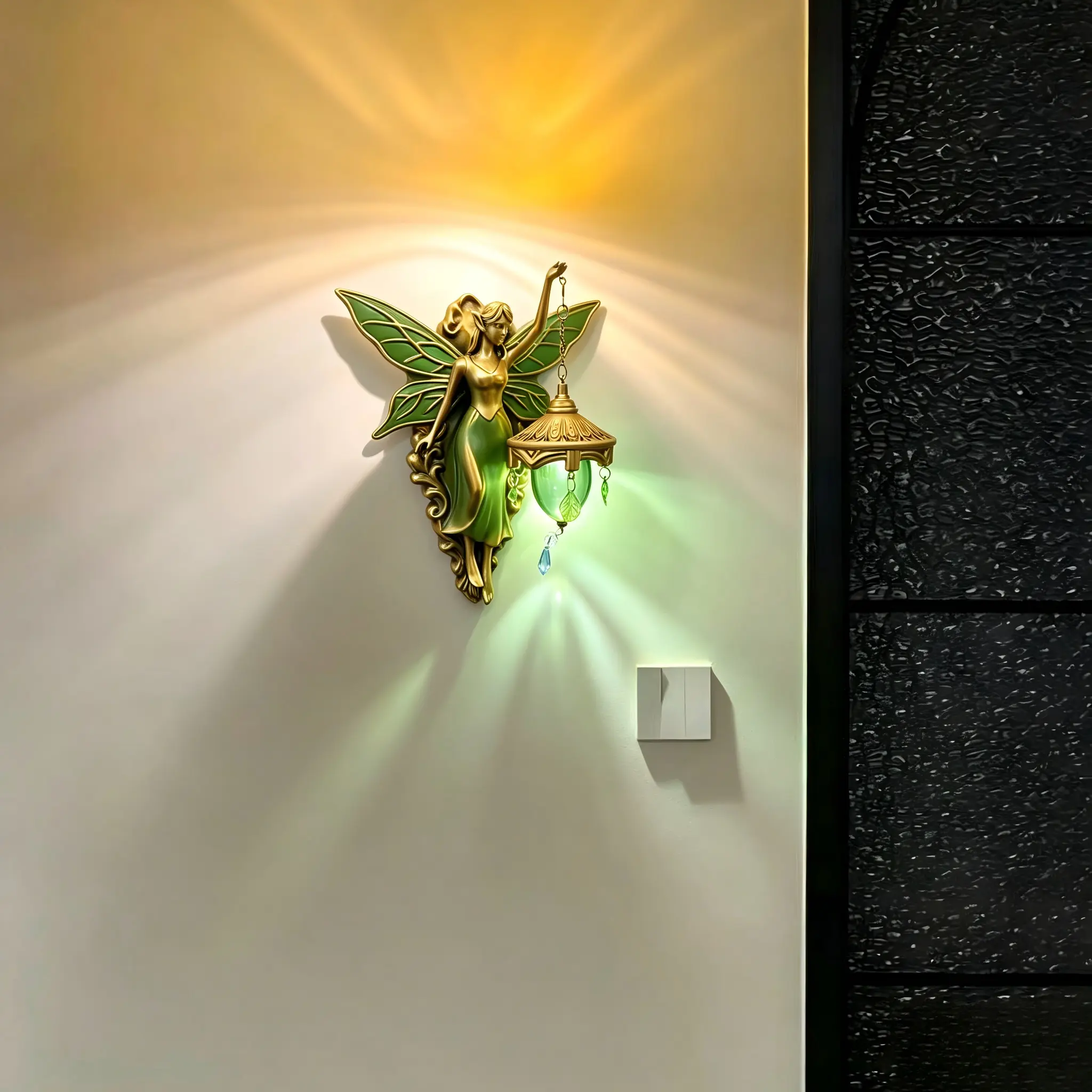 Vintage Fairy Sculpture Wall Lamp - Bedroom LED Lights, Ambient Decor Lighting, Unique Aesthetic Home Wall Decor for Residential Layout, Soft Glow, Decoration Lamp