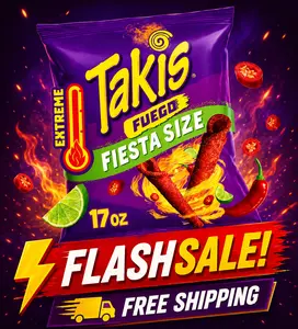 Takis Fuego 17 oz Fiesta Size Hot Chili Pepper & Lime Flavored Extreme Spicy Rolled Corn Tortilla Chips