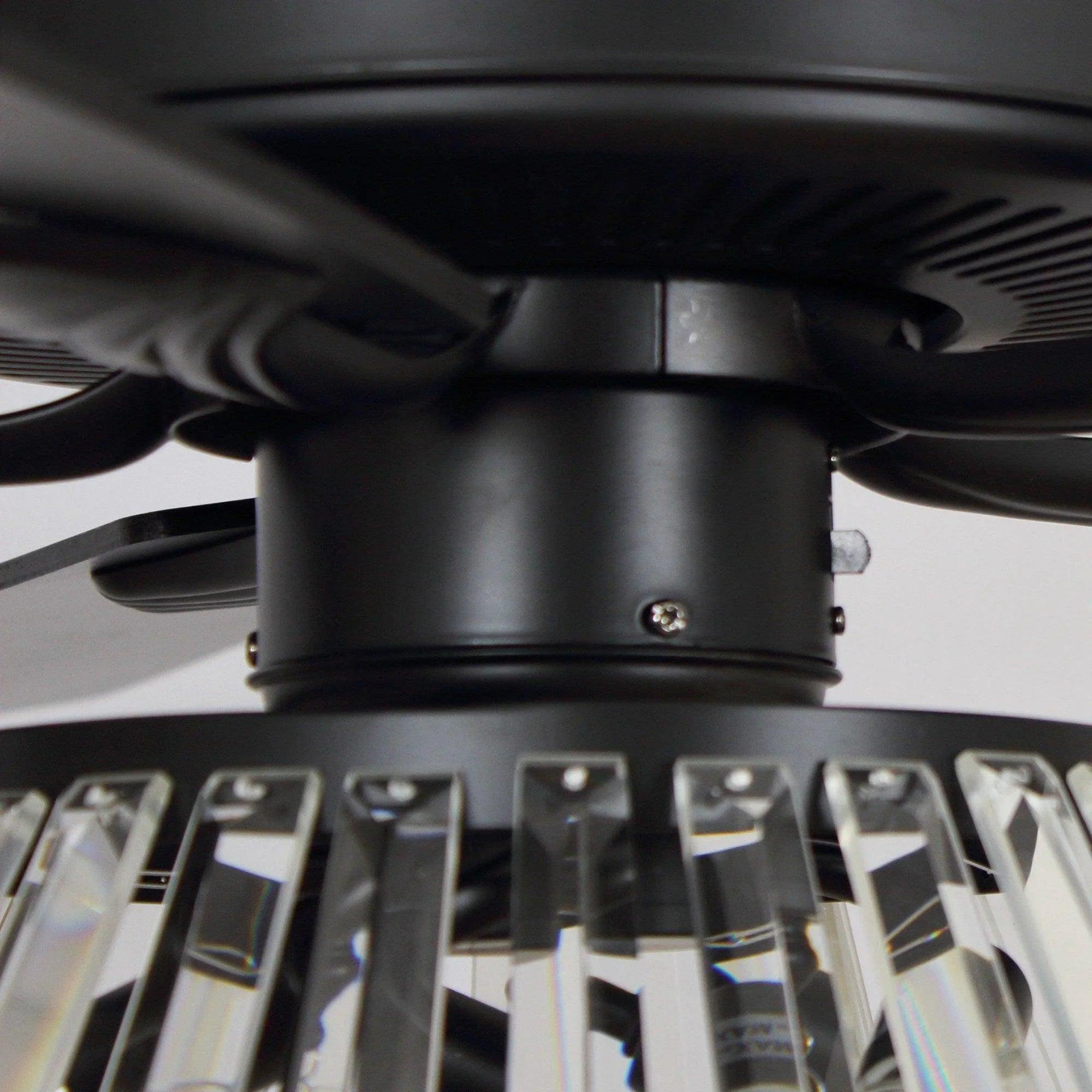 52" Kerala Modern Chrome Crystal Ceiling Fan, Downrod Mount, Reversible Blades with LED Light & Remote Control