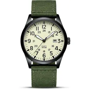 *MWA-LYZ  Mens Watches Unisex Military Sport Nylon Strap Stylish Luminous Fashion Analog Quartz Watch for Men Waterproof Army Tactical Casual Wristwatch