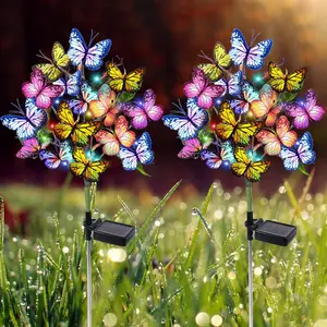 Solar Garden Lights Outdoor  Decorative Solar Lights Outdoor 2 Pack with 44 LED 34 Butterfly Flower Garden Decor Yard Patio Lawn, Gifts for Mother's Day Mom Women