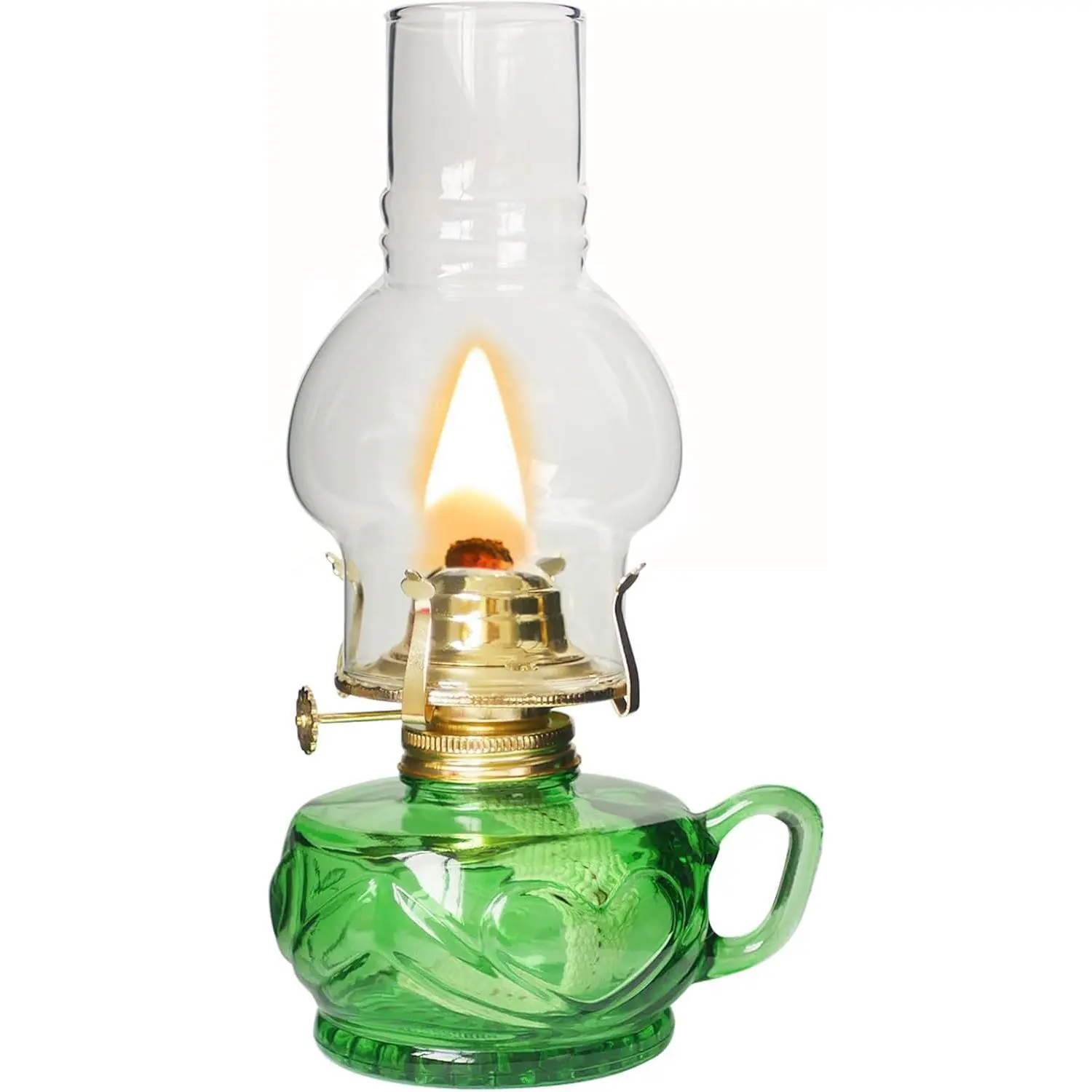 Large Rustic Vintage Antique Clear Glass Kerosene Oil Lantern for Indoor Home Decor Lighting (Green)