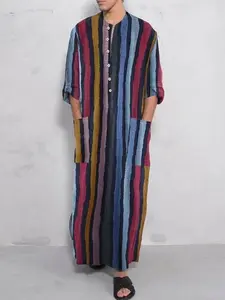 Muslim Cross-Border New Southeast Asian Ethnic Print Long Sleeve Robe, Dubai Style, Long Gown, Traditional Clothing for Women