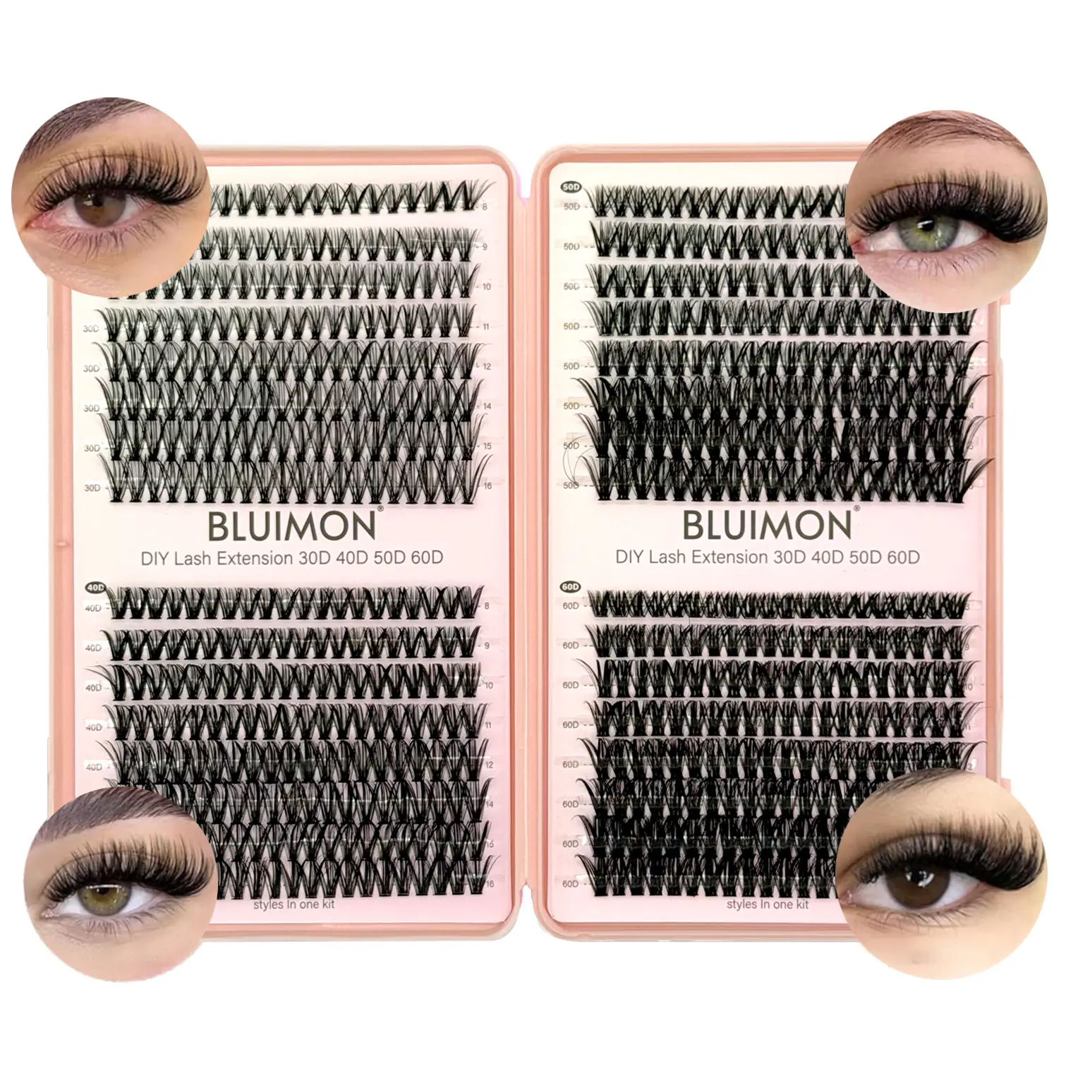 640 Pcs Mixed Length False Eyelashes with Bond and Seal & Remover & Tweezers&Eyelash Curler, Natural Eyelash